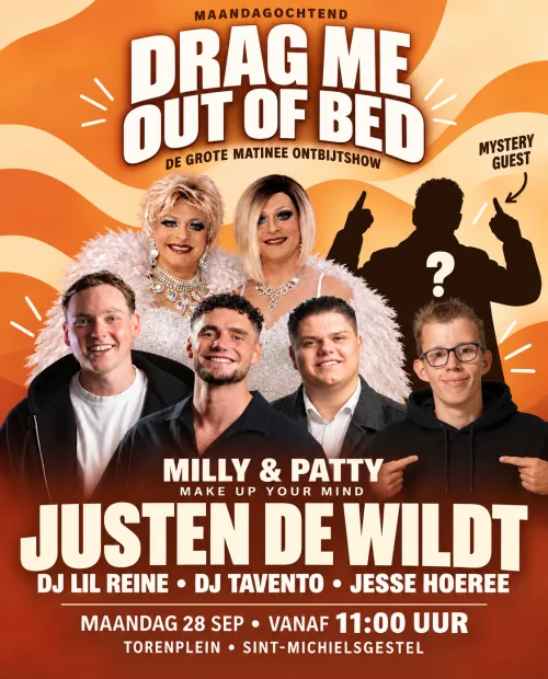 Poster van Drag Me Out of Bed tijdens de maandagmatinee van de Gestelse Kermis 2026